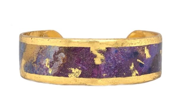 Enchanted 1" large cuff by Evocateur.  This stunning cuff features gold leaf.