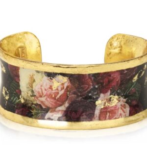 1" Roses Corset large cuff by Evocateur.  This stunning cuff features gold leaf.