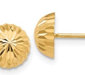 14 karat yellow gold diamond cut 8mm stud earrings.