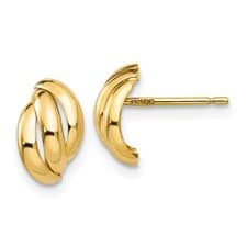 14 karat yellow gold love stud earrings.
