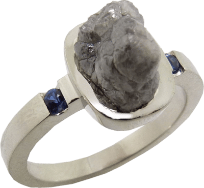 Conglomerate Diamond And Blue Sapphire Engagement Ring