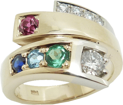 Diamond And Birthstone Family Ring