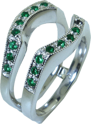 Emerald And Diamond Sleeve Ring