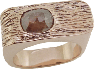 Miiler Men's Rose Gold and Rustic Diamond Ring