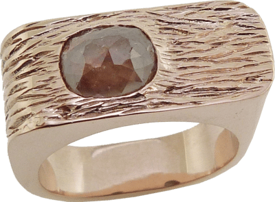 Miiler Men's Rose Gold And Rustic Diamond Ring