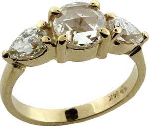 Rose Cut and Pear Brilliant Cut Diamond Engagement Ring