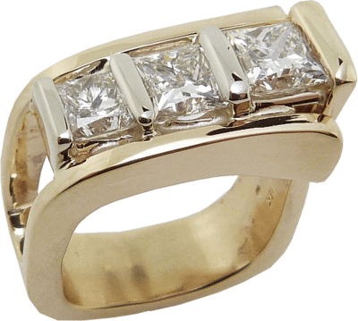 Three Princess Cut Diamond Ring