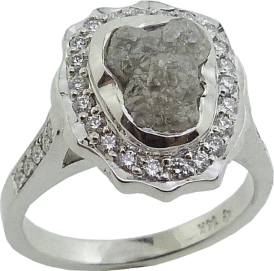 Uncut Rough Diamond Halo Engagement Ring