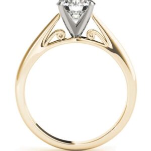 14k yellow and white gold solitaire engagement ring.