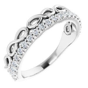 14K white gold illusion stacking band set with 21 = 0.313cttw H, SI1-2, round brilliant cut diamonds.