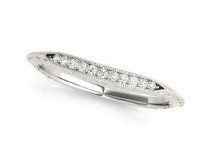 14K white gold lady's band set with ten H SI1-2 round brilliant cut diamonds totalling 0.058 carats. Matching band for engagement ring style 200-70-1573.