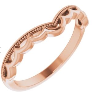 14K Rose gold scalloped curved band.