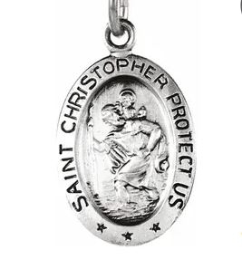 14KW 15x11 St Christopher Oval Pendant
