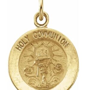 14K Yellow 12mm First Holy Communion Medallion