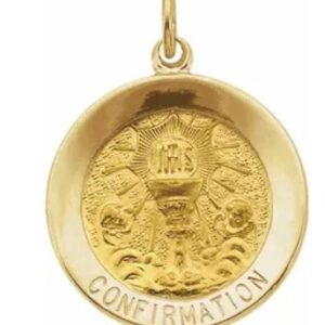 14K yellow gold 12mm round Confirmation medal.