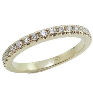 14K Yellow gold claw set lady's diamond band set with 17 round brilliant cut diamonds, 0.26cttw, G/H, VS-SI.