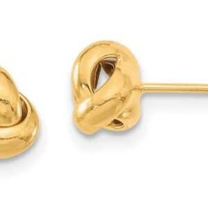 14 karat yellow gold love knot earrings.
