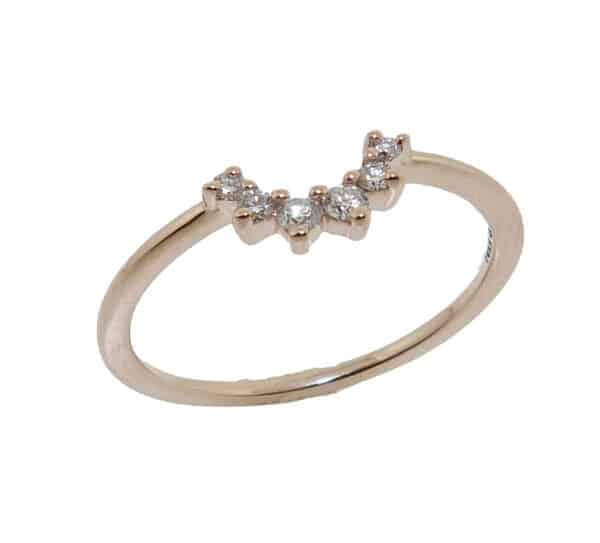 14K Rose contoured diamond wedding band to match 300-70-99886 single prong set with 0.10 total carat weight, H/I, SI.