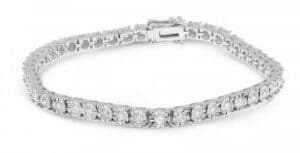 14k white gold miracle tennis bracelet featuring 2.00cttw, very good cut G/H, SI, round brilliant cut diamonds.