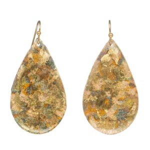 Evocateur Confetti small teardrop earrings in silver leaf.