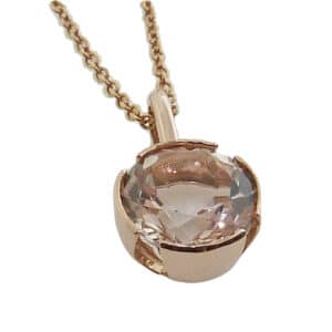 14K rose gold pendant semi-bezel set with a 1.96ct Morganite