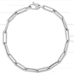 14K white gold paperclip bracelet with lobster clasp, 7.5 "