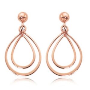 14 karat rose gold small double pear shape drop earrings earrings.