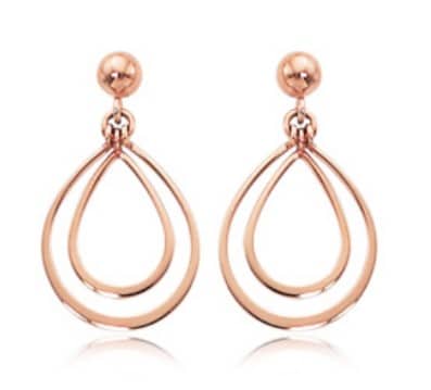 14 karat rose gold small double pear shape drop earrings earrings.