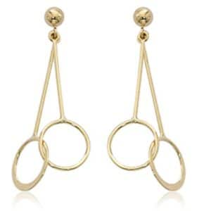 14 karat yellow gold mini wire circle drop earrings.
