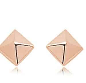14K rose gold 8mm pyramid stud earrings.