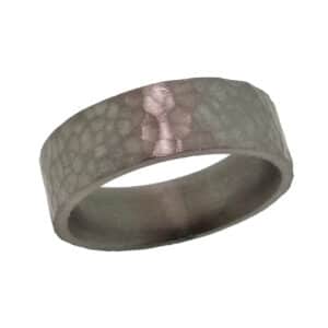 Tantalum band with hammered stainless finish, 7.5mm in width, size 10.75.