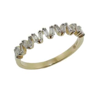 14K Yellow gold lady's ring multi baguette diamond band, 0.275cttw, H/I/J, VS-SI.