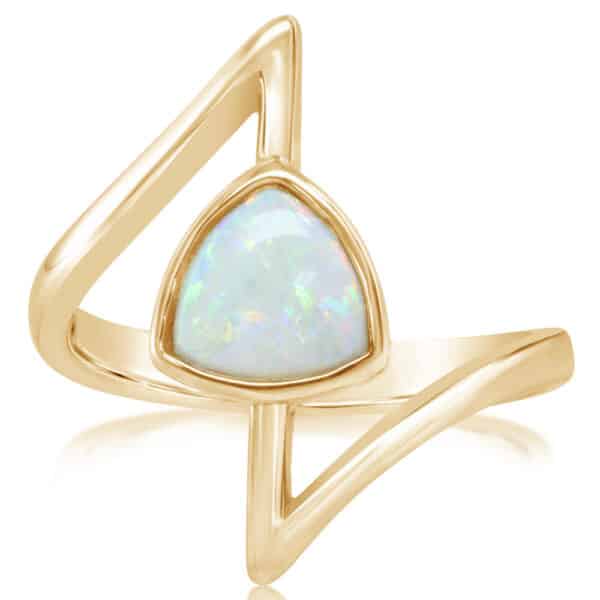 14 karat yellow gold ring bezel set with an opal.