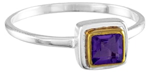 Michou collection silver and 22K gold vermeil lady's stackable band bezel set with an amethyst.