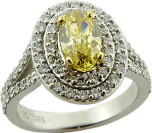 Natural Yellow Oval Diamond Halo Design Engagement Ring