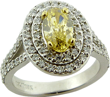 Natural Yellow Oval Diamond Halo Design Engagement Ring