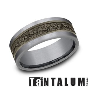 Tantalum Benchmark band with raised fault line detail, 8mm wide, sz 10.