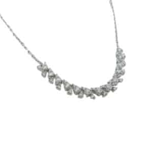 14K white gold diamond fashion 18" necklace claw set with 39 round brilliant cut diamonds totaling 0.56 carats, G-H, VS-SI..