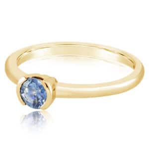 14K Yellow gold lady's ring semi-bezel set with a 0.42 carat Montana sapphire.