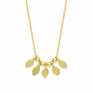 14K Yellow gold 5 small teardrops 18" necklace.