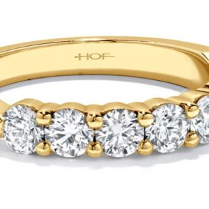 18K Yellow gold Hearts On Fire Signature 7 stone band set with 7 ideal, round brilliant cut Hearts On Fire diamonds, 0.51cttw, G/H, VS-SI.