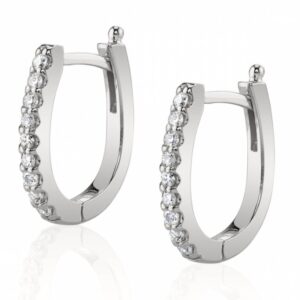 14K White gold 0.10 total carat weight diamond huggies by Sylvie Collection.