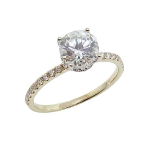 Available in 14K gold, 18K gold, or platinum. This ring can be made in any combination of white, pink or yellow gold and can be customized to accommodate different size and shape diamonds, by special order. Priced without a center gemstone. Let us find you the perfect center that fits your tastes and budget!