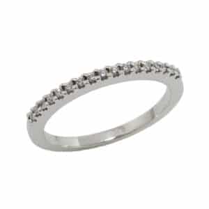 14K White gold shadow band claw set with 0.11 total carat weight, G/H, SI very good cut round brilliant cut diamonds. Special price $695, the regular price for this band is $1000! 
