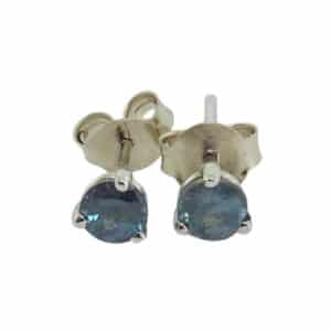 14K White gold stud earrings set with 2 round Alexandrite, 0.402 total carat weight. 