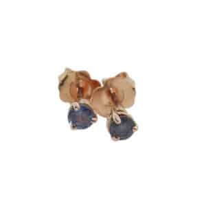 14K rose gold stud earrings set with 2 round Alexandrites, 0.333 total carat weight. 