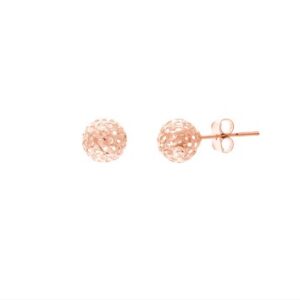 14 Karat rose gold laser ball stud hollow earrings