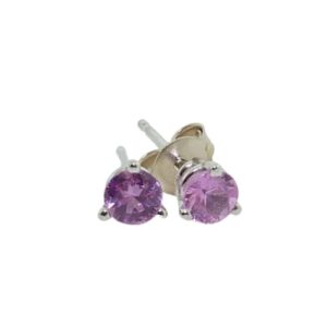 14K White gold pink sapphire studs, 0.40 total carat weight.