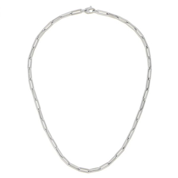 14K white gold 4.2 mm lite paperclip chain necklace with lobster clasp, 18"