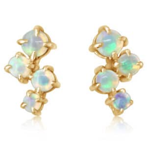 14K Yellow gold Australian Opal earrings, 0.33 total carat weight.